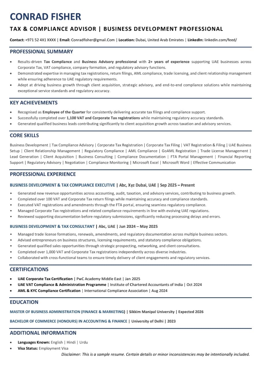 ATS-friendly resume template, Resume 1