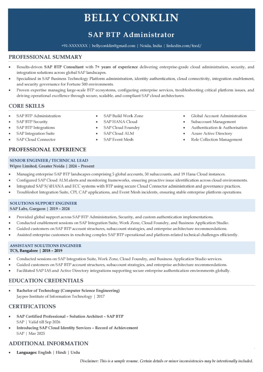 ATS-friendly resume template, Resume 3